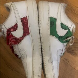 Nike White Sneakers with Red and Green Accents